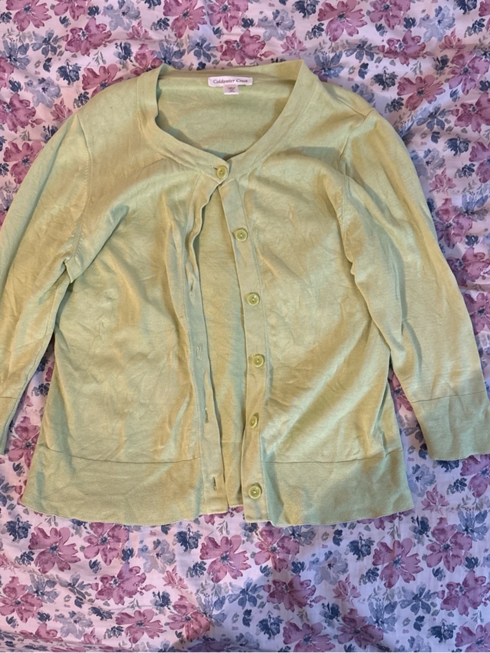 Coldwater Creek Pale Yellow-Green Cardigan